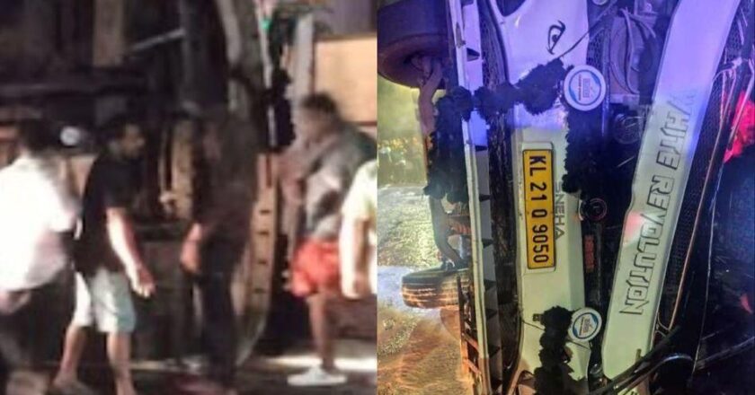 Nedumangad Accident നെടുമങ്ങാട് ടൂറിസ്റ്റ് ബസ് നിയന്ത്രണം വിട്ട് മറിഞ്ഞ് അപകടം; ബസിലുണ്ടായിരുന്നത് വിനോദയാത്ര കഴിഞ്ഞ് മടങ്ങിയവർ